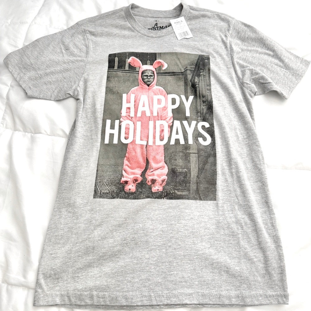 Ripple Junction Gray T-Shirt with Pink Holiday Design
